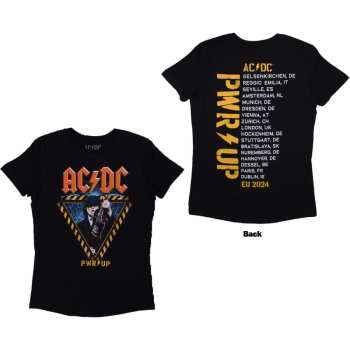 Merce AC/DC: Ac/dc Ladies T-shirt: Angus Triangle Prw-up Eu Tour '24 (back Print & Ex-tour) (medium) M