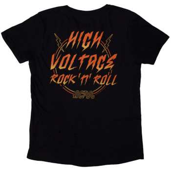 Merce AC/DC: Ac/dc Ladies T-shirt: High Voltage Rnr (back Print) (small) S
