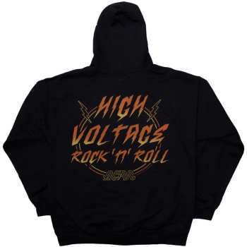 Merce AC/DC: Ac/dc Unisex Zipped Hoodie: High Voltage Rnr (back Print) (medium) M