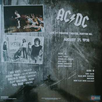 LP AC/DC: Live At Paradise Theater, Boston MA. (1978 August 21) CLR