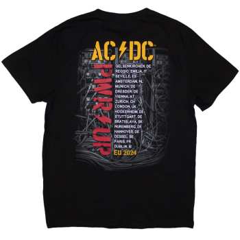 Merce AC/DC: Ac/dc Unisex T-shirt: Control Wires Pwr-up Eu Tour '24 (back Print & Ex-tour) (small) S