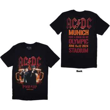 Merce AC/DC: Ac/dc Unisex T-shirt: Pwr-up Munich '24 (back Print & Ex-tour) (small) S