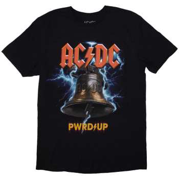 Merce AC/DC: Ac/dc Unisex T-shirt: Pwrd-up In Rock We Trust (back Print & Ex-tour) (medium) M