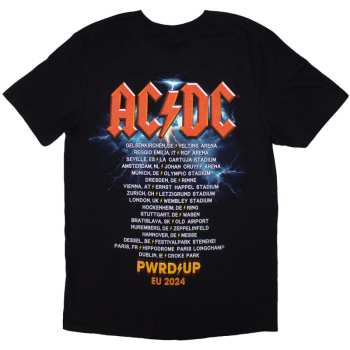 Merce AC/DC: Ac/dc Unisex T-shirt: Pwrd-up In Rock We Trust (back Print & Ex-tour) (medium) M