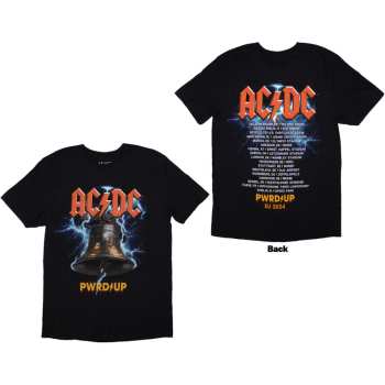 Merce AC/DC: Ac/dc Unisex T-shirt: Pwrd-up In Rock We Trust (back Print & Ex-tour) (medium) M