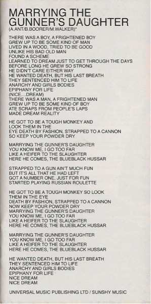 CD Adam Ant: Adam Ant Is The Blueblack Hussar In Marrying The Gunner's Daughter