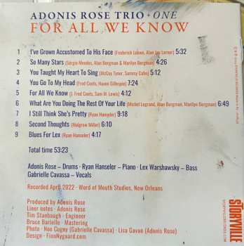 CD Adonis Rose Trio + One: For All We Know
