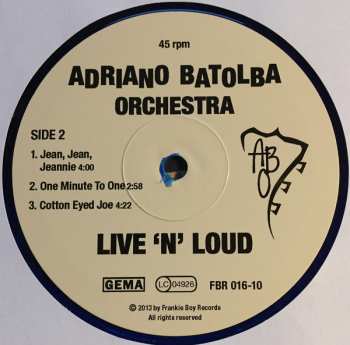 EP Adriano Batolba Orchestra: Live 'n' Loud LTD | CLR