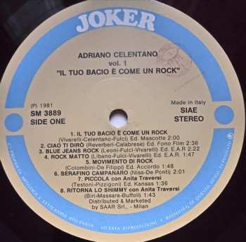 LP Adriano Celentano: Vol. 1 - Il Tuo Bacio È Come Un Rock 