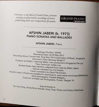 CD Afshin Jaberi: The Bab - Piano Sonatas and Ballades