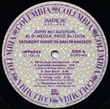 2LP Paco De Lucía: Saturday Night In San Francisco