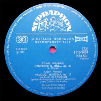 LP The Czech Philharmonic Orchestra: Le Festin De L’araignee / Symphonie