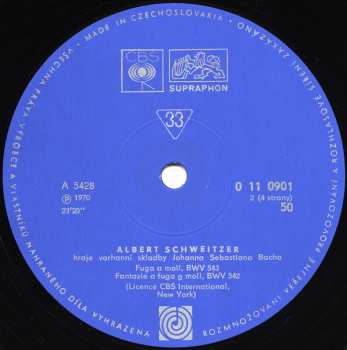 2LP/Set di cofanetti Albert Schweitzer: Hraje Bacha (2xLP + BOX + BOOKLET)