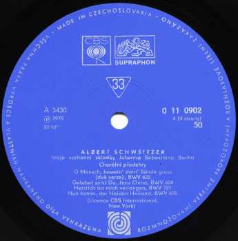 2LP/Set di cofanetti Albert Schweitzer: Hraje Bacha (2xLP + BOX + BOOKLET)