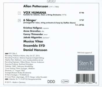 CD Allan Pettersson: Vox Humana; 6 Sanger