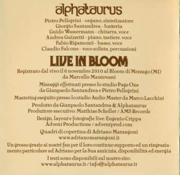 CD Alphataurus: Live In Bloom ✩ Progvention Nov. 6th 2010