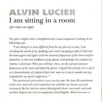CD Alvin Lucier: I Am Sitting In A Room