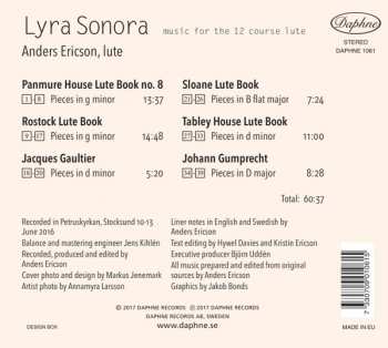 CD Anders Ericson: Lyra Sonora: Music For The 12 Course Lute