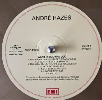 LP André Hazes: Want Ik Hou Van Jou CLR | LTD