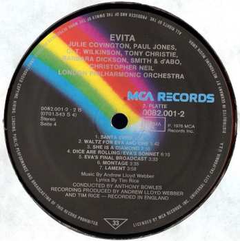 2LP Andrew Lloyd Webber And Tim Rice: Evita