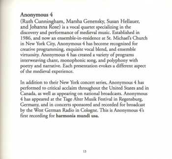 CD Anonymous 4: An English Ladymass (Medieval Chant And Polyphony)