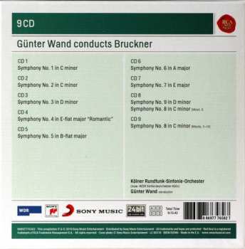 9CD/Set di cofanetti Anton Bruckner: Günter Wand Conducts Bruckner Symphonies Nos. 1 - 9