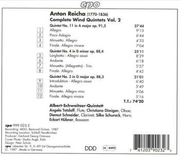 CD Anton Reicha: Sämtliche Bläserquintette Vol. 2