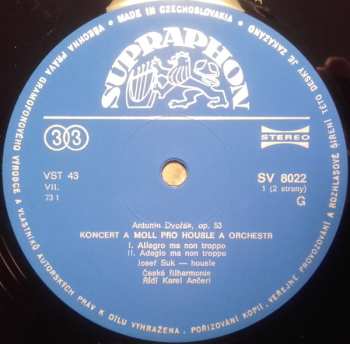 LP Antonín Dvořák: Koncert A Moll Pro Housle A Orchestr Op. 53 / Romance Pro Housle A Orchestr Op. 11