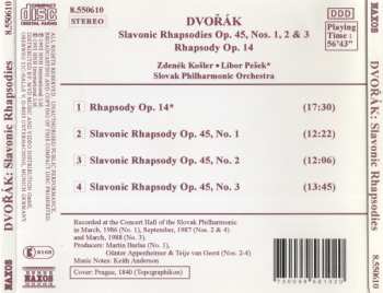 CD Antonín Dvořák: Slavonic Rhapsodies Op.45, Nos.1-3 / Rhapsody Op.14