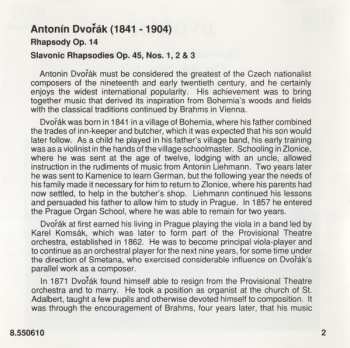 CD Antonín Dvořák: Slavonic Rhapsodies Op.45, Nos.1-3 / Rhapsody Op.14