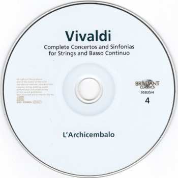 4CD/Set di cofanetti Antonio Vivaldi: Complete Concertos And Sinfonias For Strings And Basso Continuo