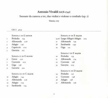 2CD Antonio Vivaldi: Suonate Da Camera A Tre, Due Violini E Violone O Cembalo (Opus I)