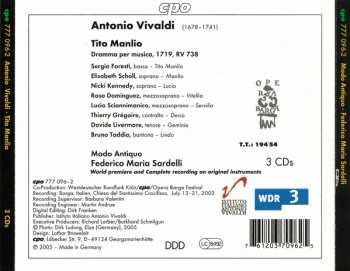 3CD/Set di cofanetti Antonio Vivaldi: Tito Manlio