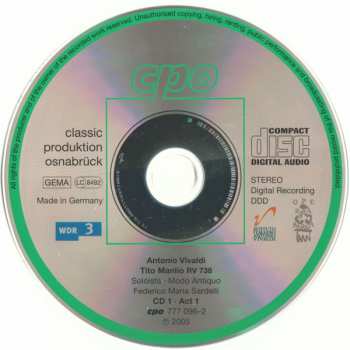 3CD/Set di cofanetti Antonio Vivaldi: Tito Manlio