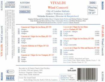 CD Antonio Vivaldi: Wind Concerti RV 122, 533, 537, 538, 539, 545 & 560