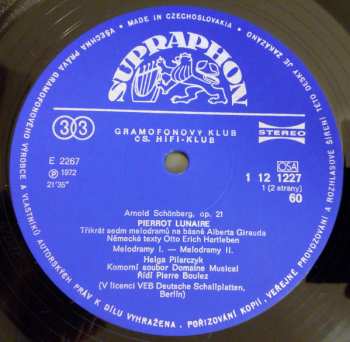 LP Arnold Schoenberg: Pierrot Lunaire (MONO)
