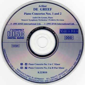 CD Andre De Groote: Piano Concertos Nos. 1 And 2