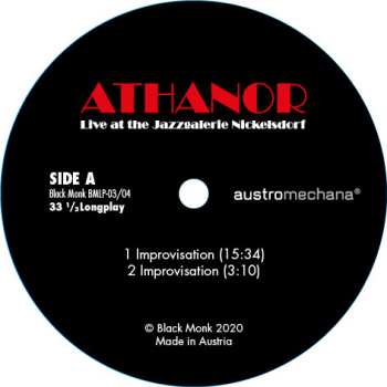 2LP Athanor: Live At The Jazzgalerie Nickelsdorf 1978 LTD