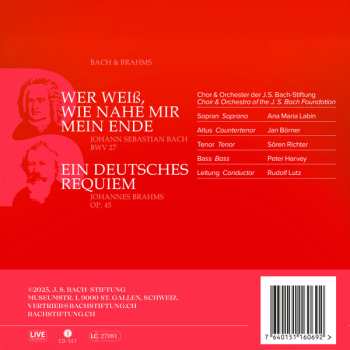 2CD Johann Sebastian Bach: Wer Weiss Wie Nahe Mir Mein Ende BWV 27 / Ein Deutsches Requiem Op. 45