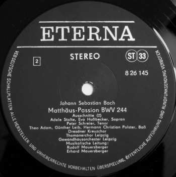 LP Johann Sebastian Bach: Matthaeus Passion (Ausschnitte)