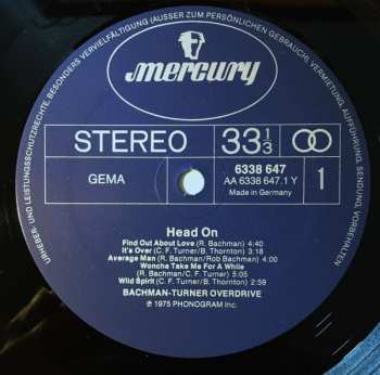 LP Bachman-Turner Overdrive: Head On