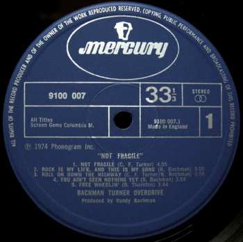 LP Bachman-Turner Overdrive: Not Fragile