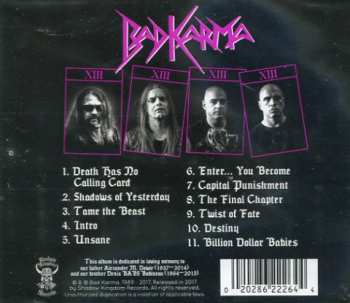 CD Bad Karma: Death Has No Calling Card