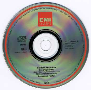 CD Philharmonia Orchestra: Airs D'opérettes/Operetta Arias/Operetten-Arien