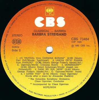 LP Barbra Streisand: Classical ... Barbra