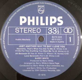 LP Barry White: Just Another Way To Say I Love You