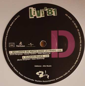 2LP Alain Bashung: Live '81 CLR