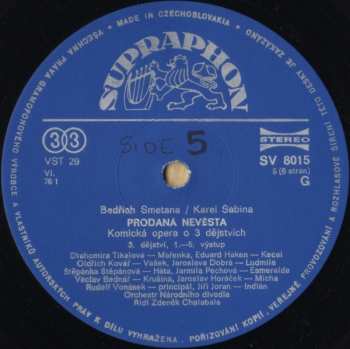 3LP/Set di cofanetti Bedřich Smetana: Prodaná Nevěsta