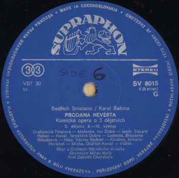 3LP/Set di cofanetti Bedřich Smetana: Prodaná Nevěsta