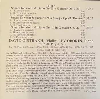 3CD/Set di cofanetti Ludwig van Beethoven: Collection Vol.11 :The 10 Sonatas For Violin And Piano . Live Performances Paris, 1962